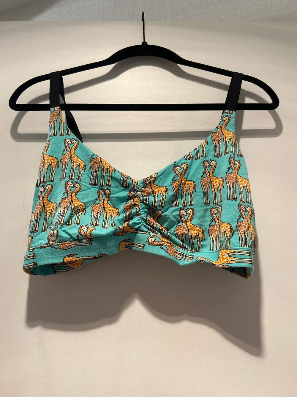 MeUndies Teal Giraffe Print Bralette with Black Straps